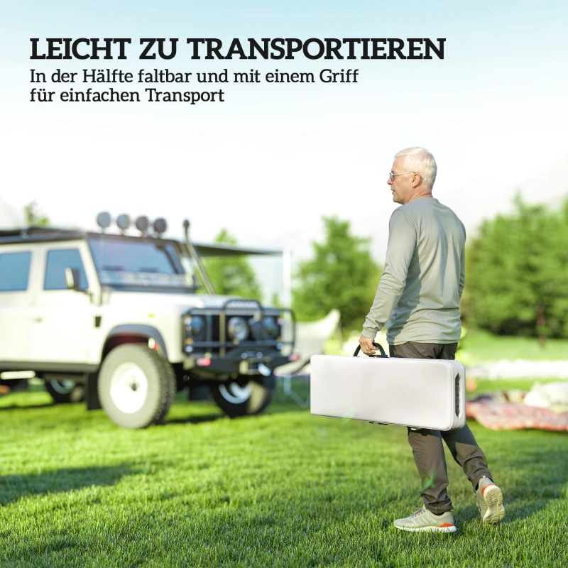 Ławka piknikowa składana z uchwytem, metalowe nogi