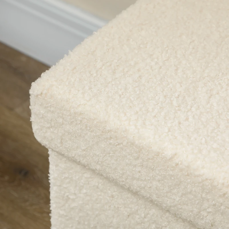 Ławka z pojemnikiem, składana, tapicerowana, kremowa