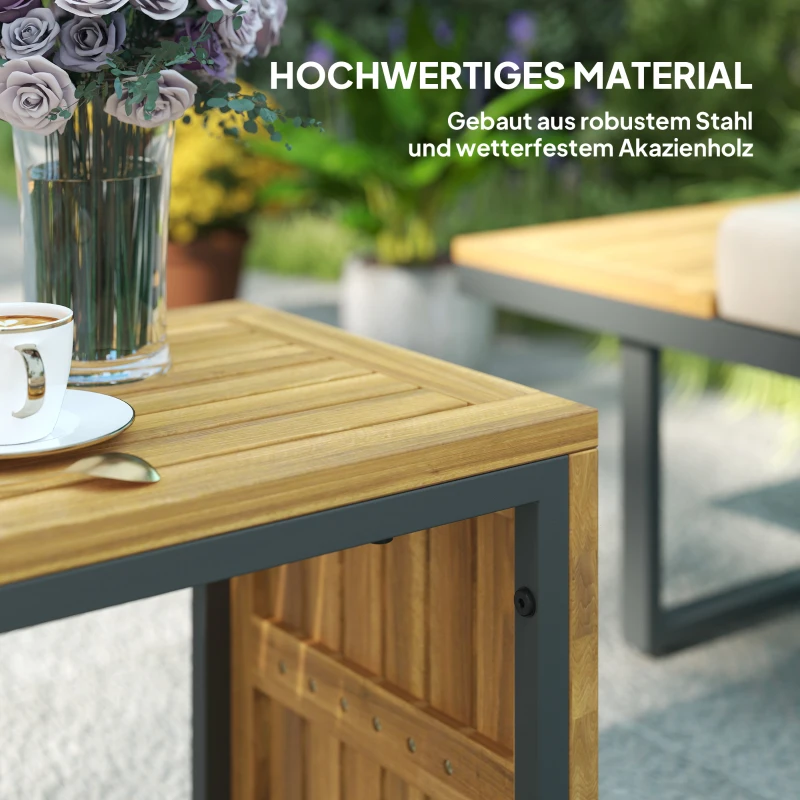 Zestaw mebli ogrodowych L-kształtny dla 6 osób, drewniany