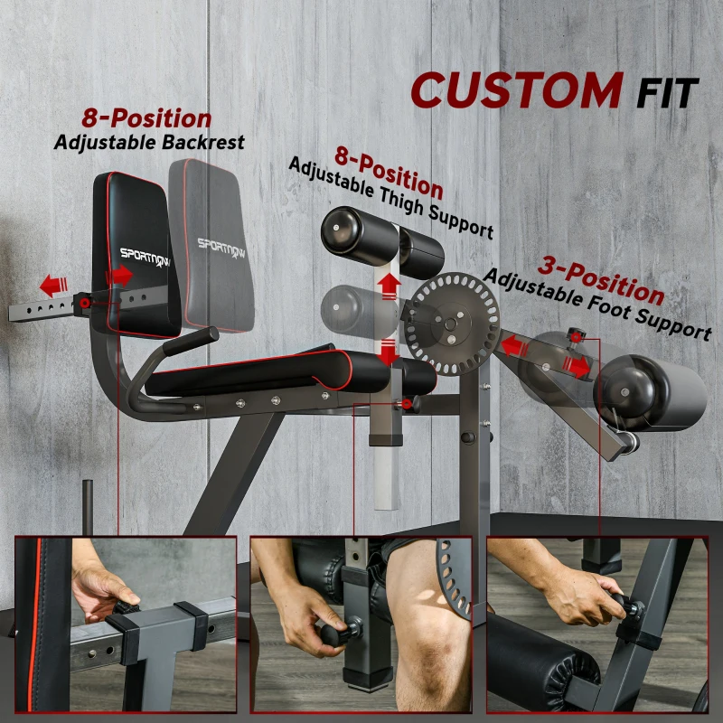 SPORTNOW Leg Extension and Curl Machine, Adjustable Seated Calf Raise Machine with Plate Loaded for Hip, Thigh, Lower Body Workout