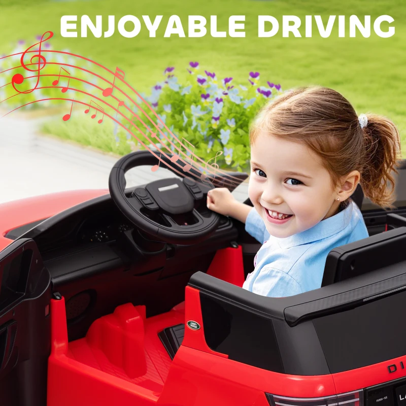 AIYAPLAY Samochód Elektryczny dla Dzieci 12V Land Rover Discovery Sport, Auto na Akumulator z Pilotem 2,4G, Muzyką, Klaksonem, Światłami LED, USB/MP3, 3-5 km/h, dla Dzieci w Wieku 3-6 lat, Czerwony