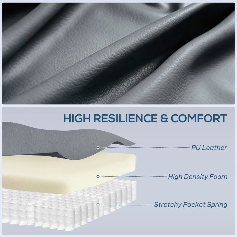 HOMCOM Massage Recliner Armchair, PU Leather Recliner Chair, Grey