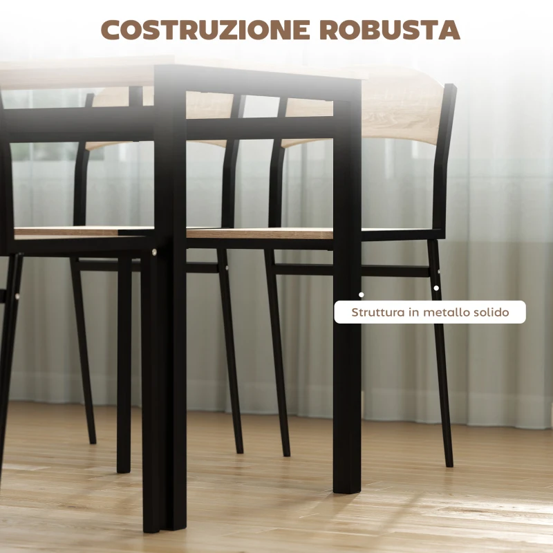 HOMCOM Zestaw jadalny 5-częściowy 100 x 63 cm Stół z 4 krzesłami Prostokątny Zestaw do jadalni Nowoczesny zestaw stołów kuchennych dla małych pomieszczeń, jadalni, kuchni, dąb