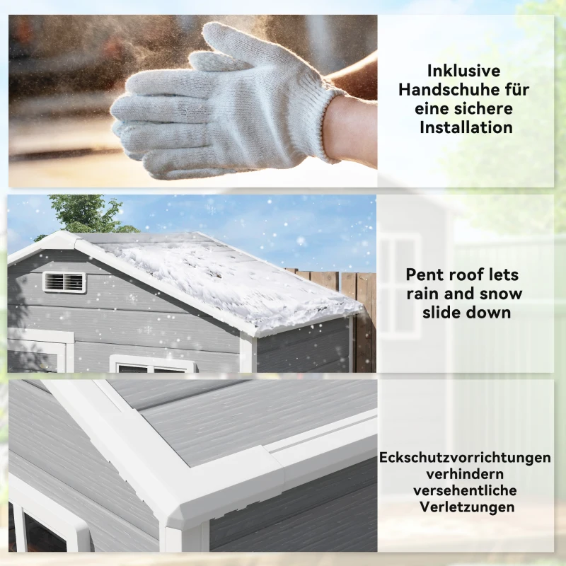 Outsunny Gerätehaus 1,9m² 182 x 121 x 200cm Geräteschuppen mit Satteldach Boden Abschließbarer Tür