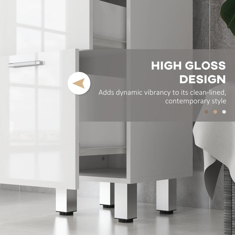 Szafka łazienkowa, regał regulowany, 3 szuflady, biały