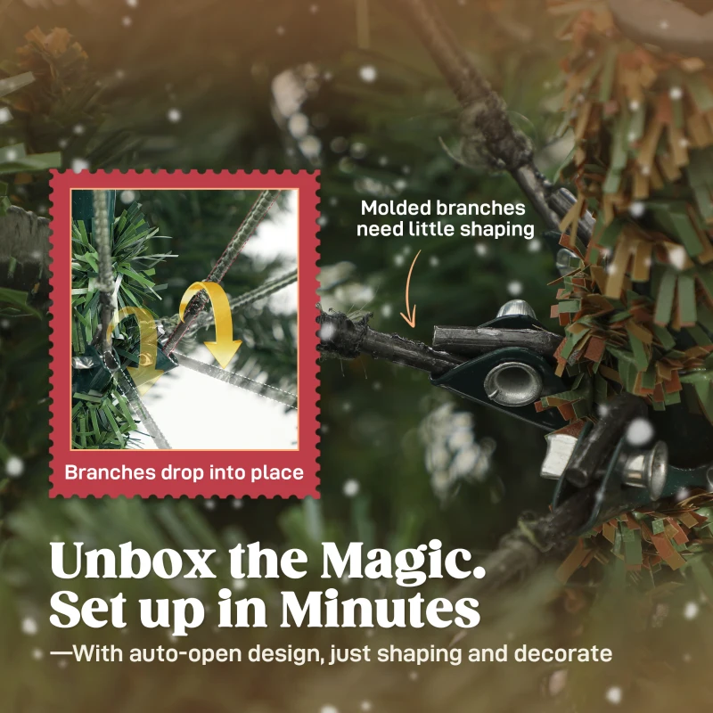 Sztuczna Choinka HOMCOM 180 cm z Gęstymi Gałęziami, Forma Świerku z Składanym Metalowym Stojakiem, Dekoracja Świąteczna, Zielona