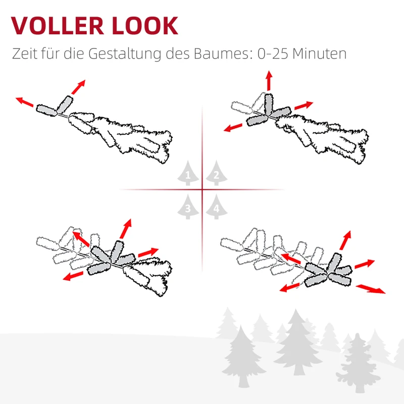 HOMCOM Sztuczna Choinka, 180 cm z 375 Gałązkami, Metalowy Stojak, Realistyczny Wygląd, na Święta, Do Wnętrz, Zielony