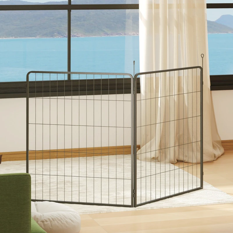 Zestaw 2 paneli do ogrodzenia dla szczeniąt, stal, czarny