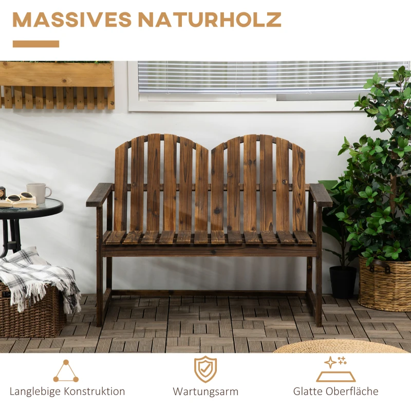 Outsunny Ławka ogrodowa, dwuosobowa, z oparciem i podłokietnikami, parkowa, wytrzymała na obciążenie do 240 kg, do ogrodu, na balkon, w wersji wypalanej, 114 x 63 x 86 cm