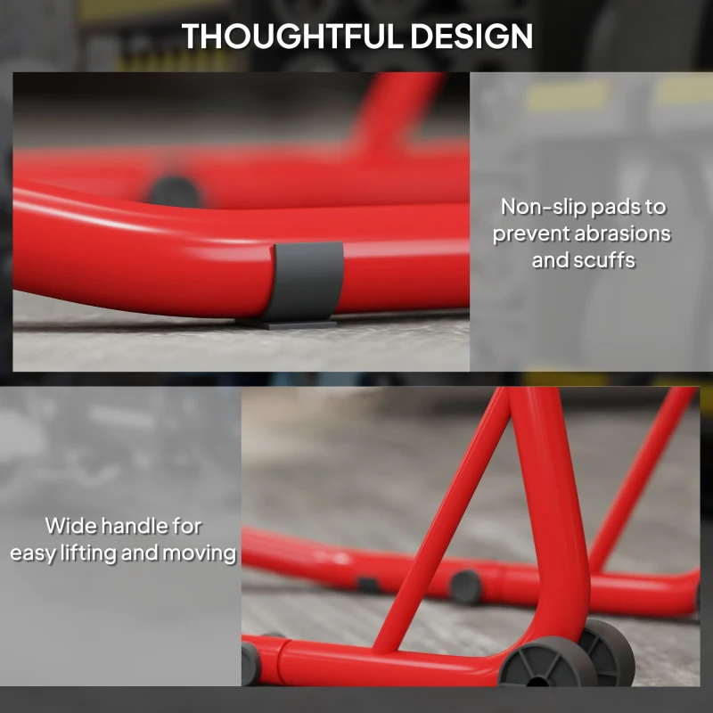 Zestaw Stojaków Motocyklowych HOMCOM Przedni do 544 kg Czerwony