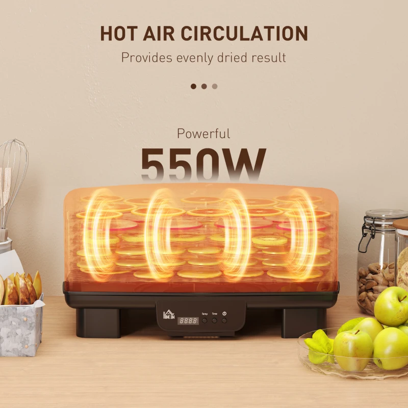 Suszarka do żywności, 6 półek, 550 W, 40-70°C