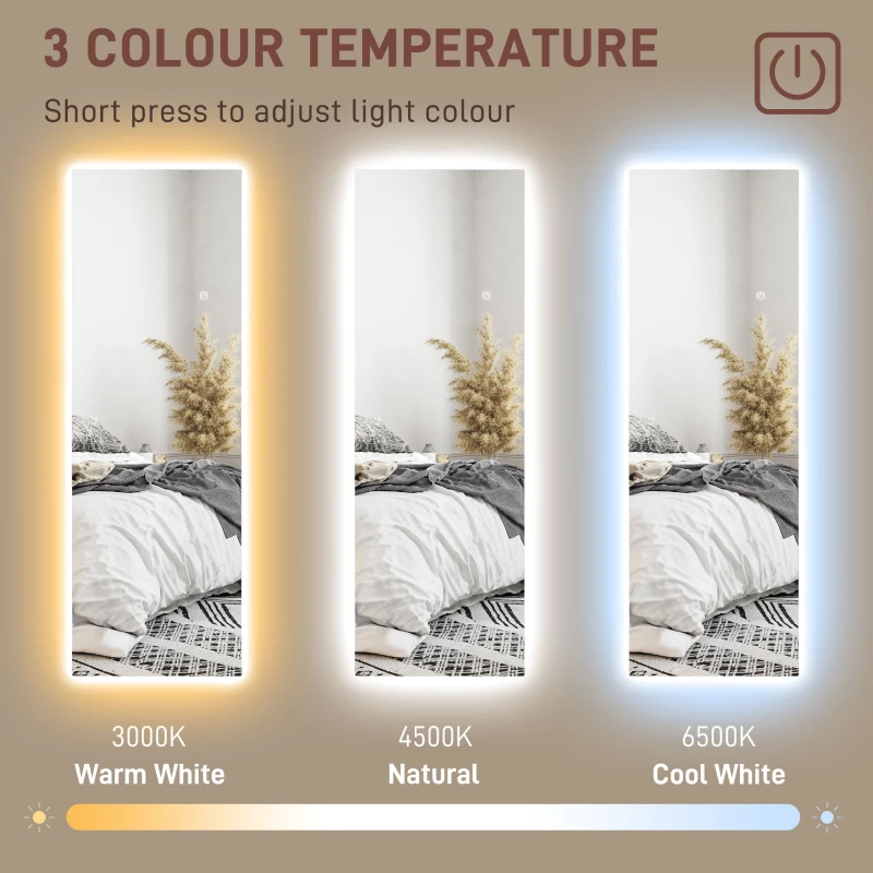 Lustro stojące 40 x 120 cm z LED, lustro ścienne