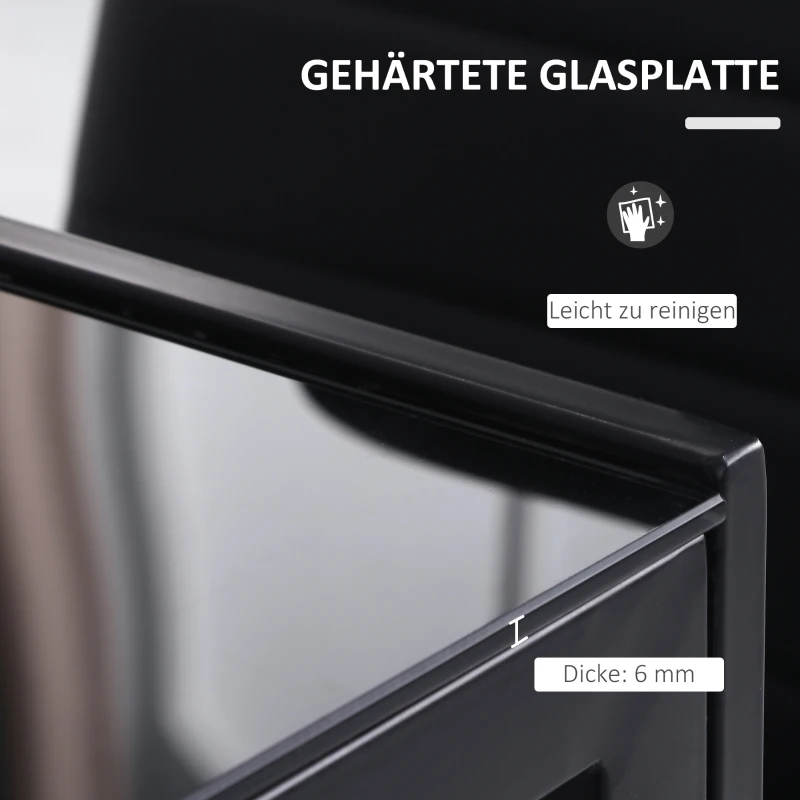 HOMCOM Stół Jadalniany dla 4 osób, Stół do Jadalni, Stół do Salonu z Blatem z Hartowanego Szkła, do Kuchni, Jadalni, Metal, Czarny, 120 x 60 x 75 cm