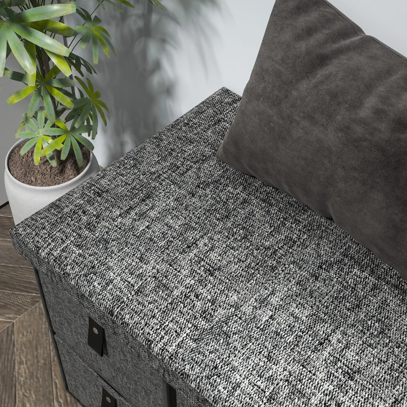 Ławka na buty z 6 pojemnikami, siedzisko, styl lniany