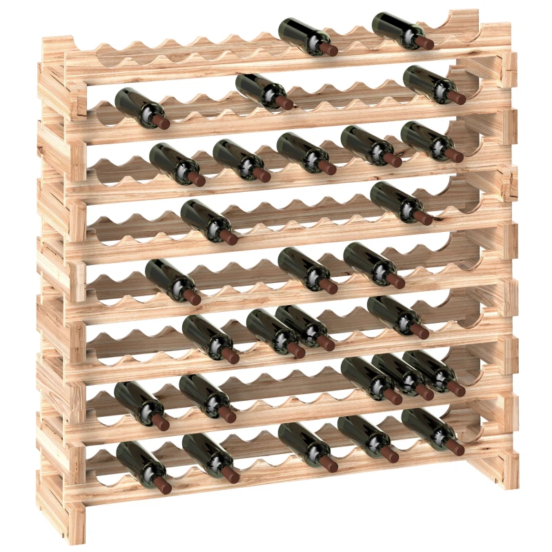HOMCOM Casier à bouteilles pour 96 bouteilles, étagère à vin avec 8 niveaux modulable, 114×28×113,5cm, bois naturel
