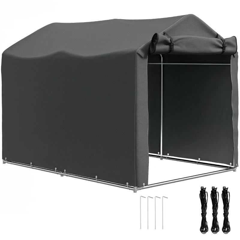 Outsunny 2.2 x 1.6 m Garden Storage Tent, Waterproof Anti-UV Bike Tent with Roll-up Zipper Door, Galvanised Outdoor Storage Shelter Carport for Bike, Motorbike, Garden Tools, Dark Grey