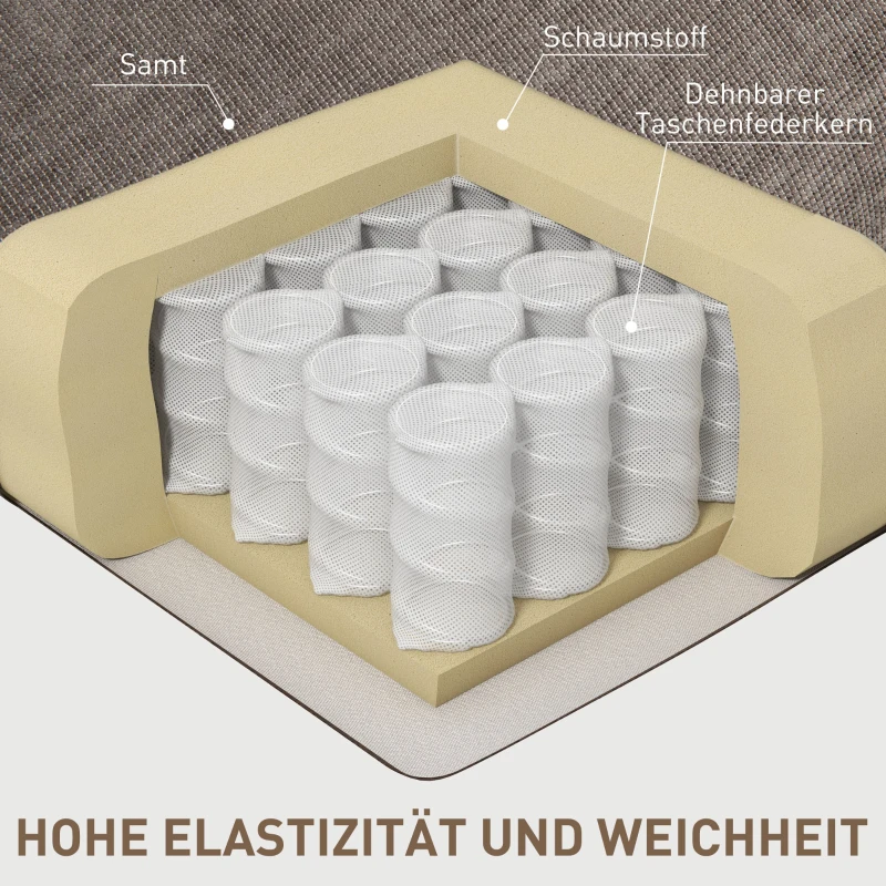 HOMCOM Fotel Relaksacyjny z funkcją leżącą, kołysania, obrotowy, z podnóżkiem, sprężynami kieszeniowymi i uchwytami na kubki, do salonu, Jasnobrązowy