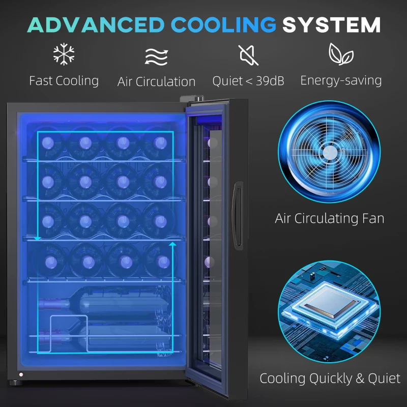 Lodówka na wino 20 butelek, 53L, 5-18℃, kompresor