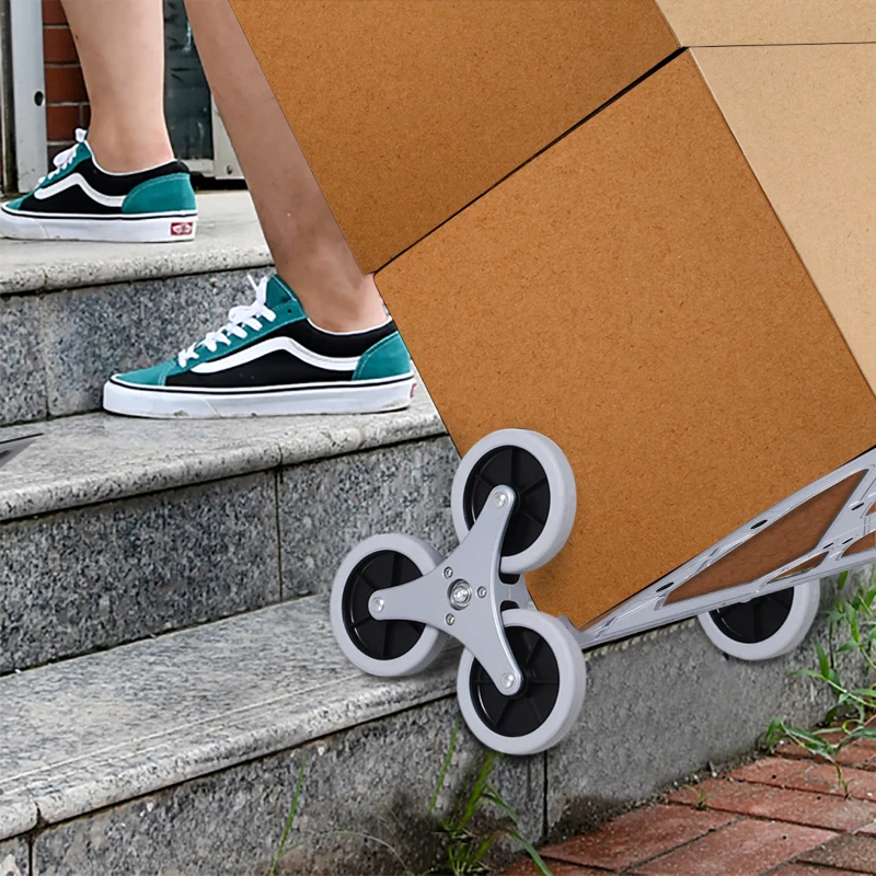 DURHAND Składany wózek transportowy z 6 kołami, Wózek transportowy z paskiem mocującym, automatyczna funkcja składania, maks. 70 kg, do przeprowadzki & ciężkich przedmiotów, Srebrny