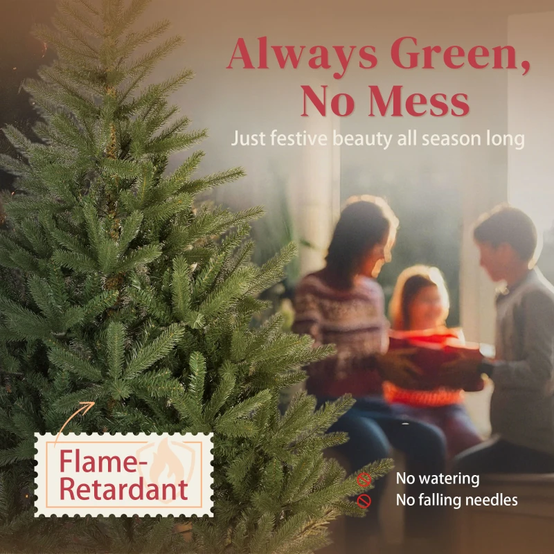 Sztuczna choinka HOMCOM 180 cm z gęstymi gałęziami, szybkim montażem, składanym systemem i metalowym stojakiem, Zielona