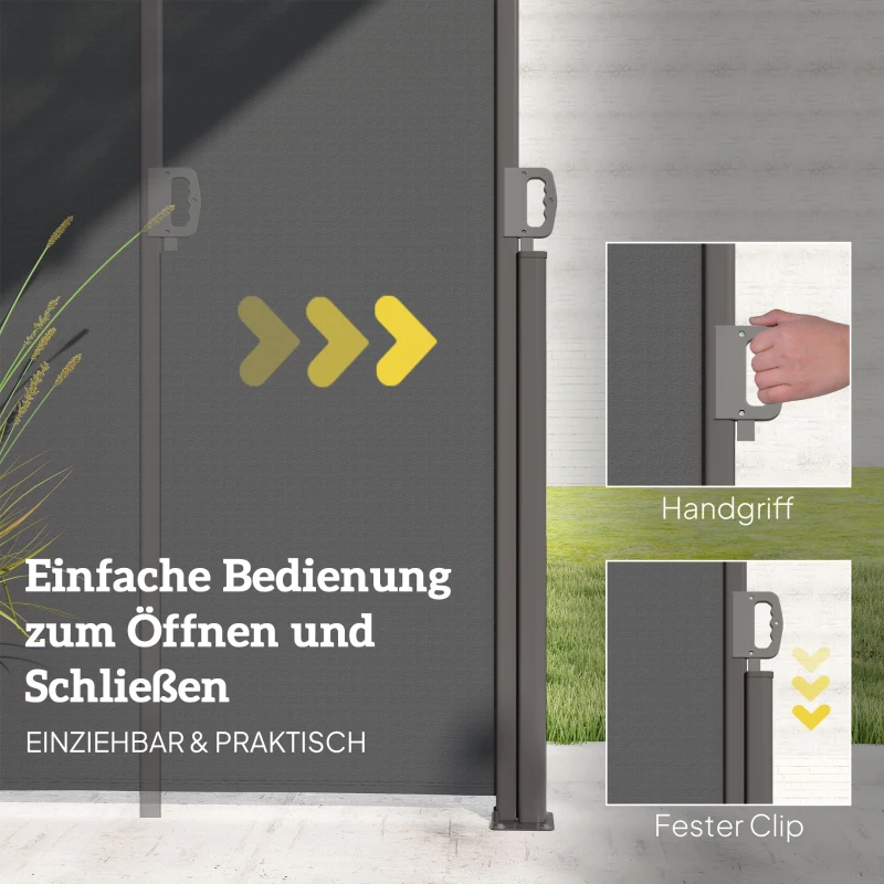 Markiza boczna, rozkładana, osłona prywatności, z uchwytami