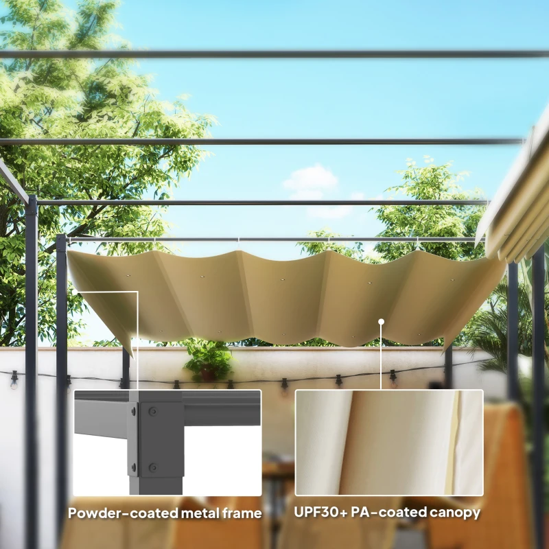 Pergola 3x3m, metalowa, beżowa, zadaszenie do ogrodu