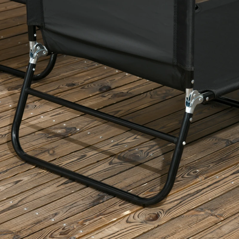 Outsunny Lote de 2 tumbonas plegables con respaldo reclinable en 5 posiciones, estructura de acero, negro