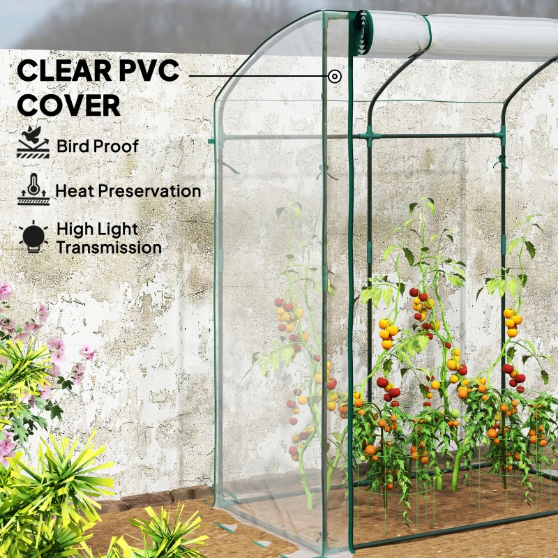 Szklarnia z drzwiami, łukowy dach, stalowa konstrukcja, zimowa