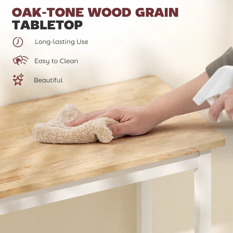 HOMCOM Stolik barowy z wyglądem drewna, kuchenny stolik z litego drewna dla małych pomieszczeń, salon, jadalnia, 108 x 48 x 91 cm Dąb