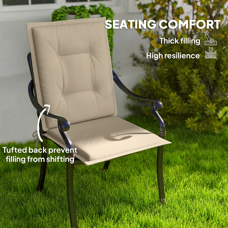 Zestaw 4 poduszek na krzesła 108x50x5 cm z wiązaniami