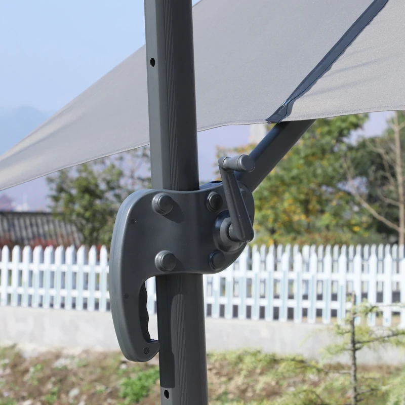 Outsunny Ombrellone da Giardino a Manovella 245x245cm con Rotazione 360° Parasole Regolabile Grigio