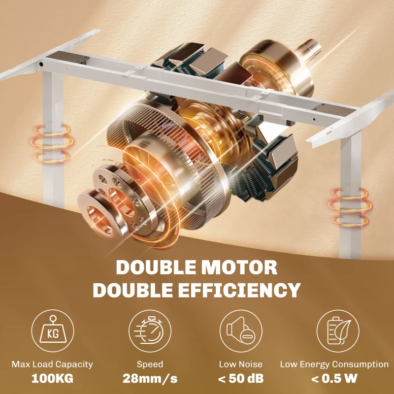 HOMCOM Electric Standing Desk Frame, Height Adjustable Sit Stand Desk Frame with Dual Motors, Memory Smart Panel and Collision Protection, Easy Assembly, White