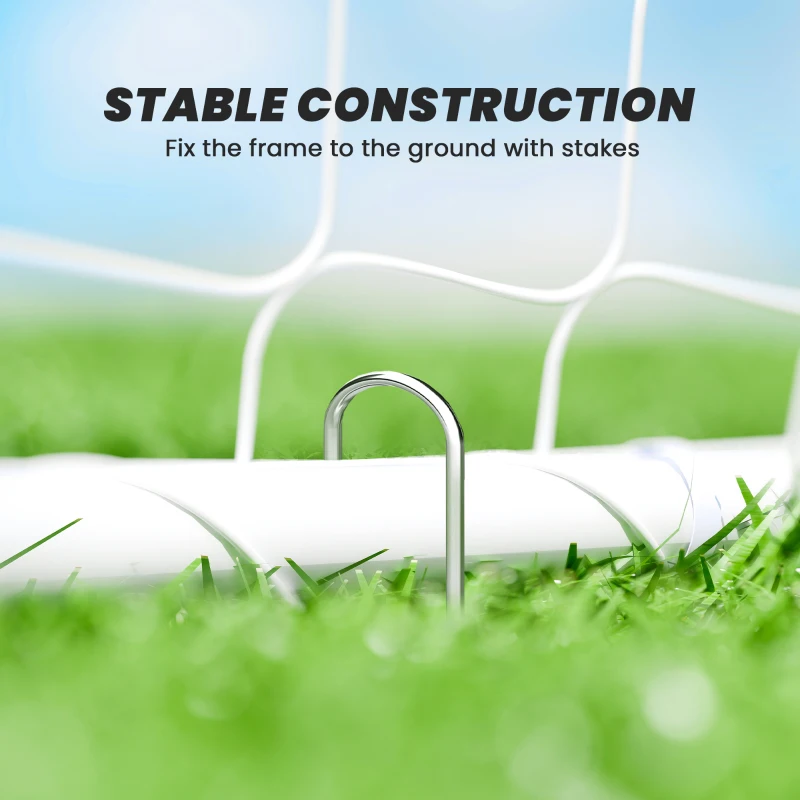 Bramka piłkarska HOMCOM dla młodzieży i dorosłych 301 x 120 x 200 cm, odporna na warunki atmosferyczne, stabilna, z siatką i kotwiami gruntowymi, do ogrodu, parku, plaży