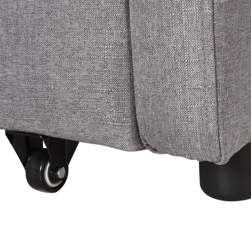 Sofa rozkładane z pojemnikiem, poduszki, oparcia, szare