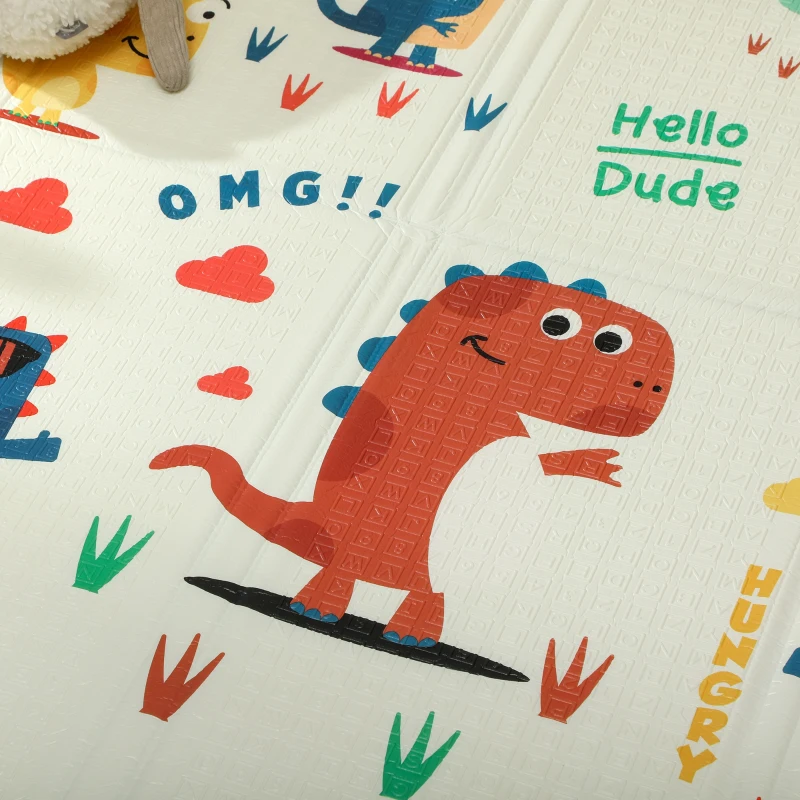 AIYAPLAY Baby Play Mat Double Sided, Foldable Activity Playmat, Reversible & Waterproof, Kids Large Foam Crawling Mat for Outdoor Indoor Playtime Picnics, 196 x 176 x 1.5cm, Dinosaur Theme