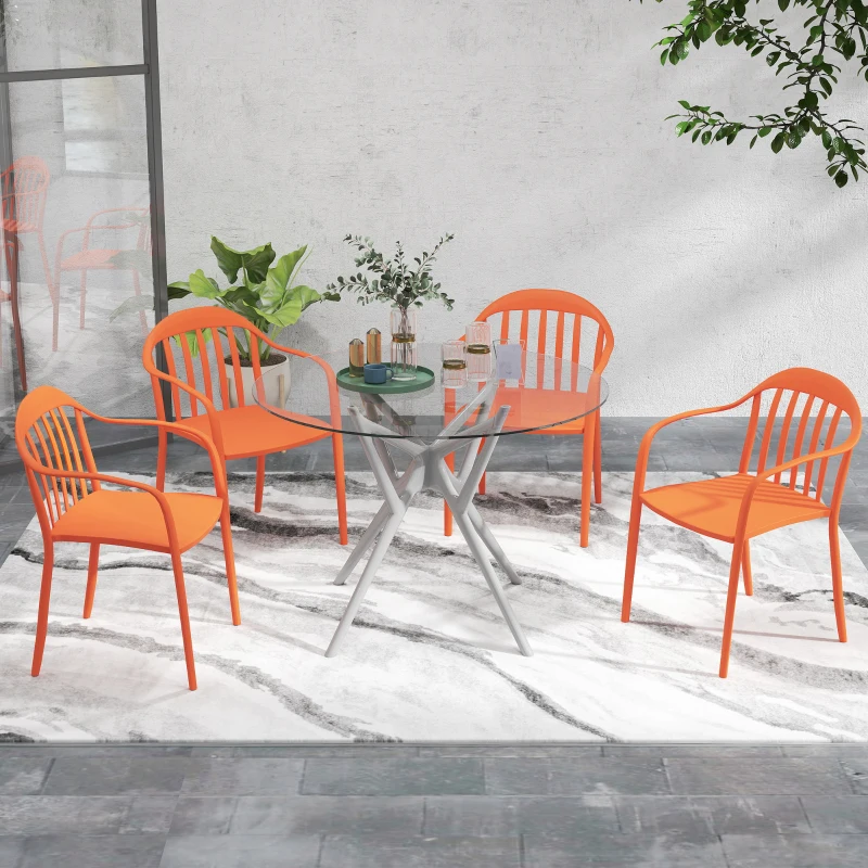 Zestaw 4 krzeseł ogrodowych, plastikowe, odporne na warunki atmosferyczne