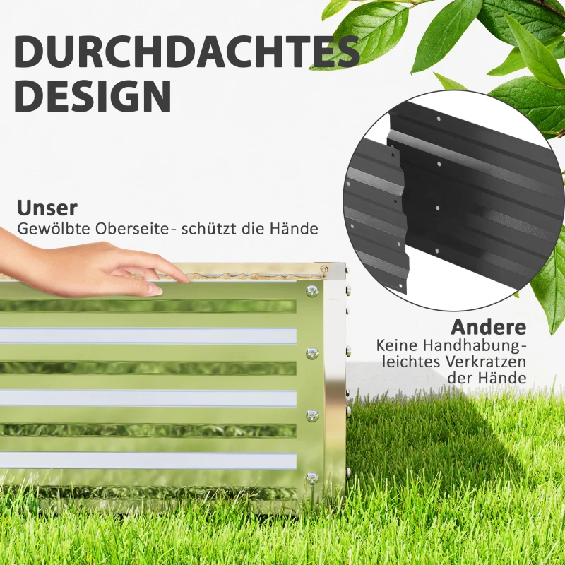 Skrzynka ogrodowa ze stali, 120 x 120 x 30 cm, Srebrna