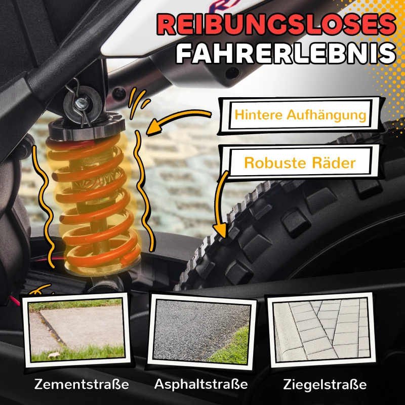 Motocykl elektryczny dla dzieci 12V, muzyka, 6 km/h, biały
