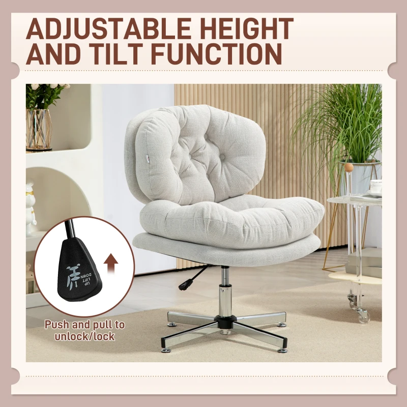 HOMCOM Armless Office Chair, Comfortable Desk Chair with Wide Padded Seat and Adjustable Height, Grey