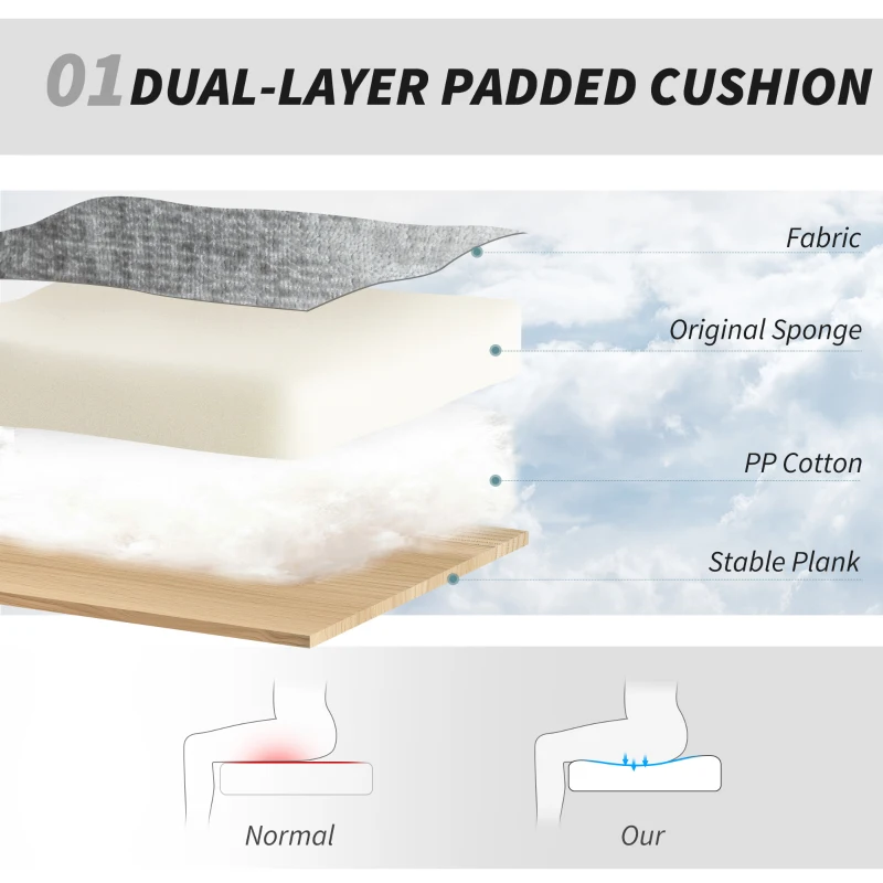 HOMCOM Armless Office Chair No Wheels, Chenille Fabric Criss Cross Legged Desk Chair with Wide Seat, Double-Tier Padding, Tilt Function, Height Adjustable Swivel Computer Seat for Home, Grey