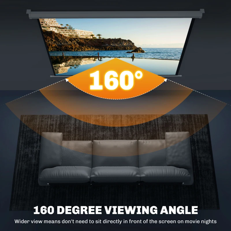 HOMCOM Ekran projekcyjny 171 x 128 cm 84 cale 4:3 HD 4K Ekran zwijany z tworzywa sztucznego i metalu do kina domowego