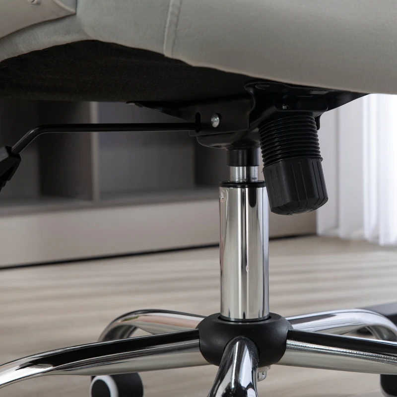 HOMCOM Krzesło Biurowe, Ergonomiczne z Funkcją Wippania, Obrotowe, Regulowane na Wysokość, Komputerowe z Błyszczącymi Kryształkami, Wykończenie Aksamitu, do Domowego Biura, Szare