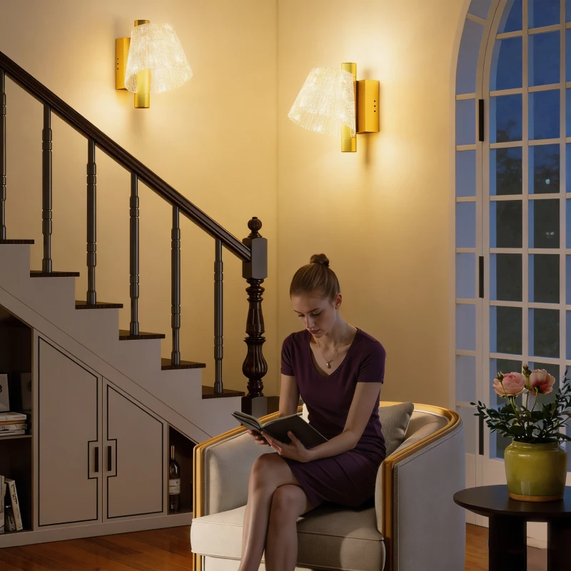 HOMCOM Led Wall Lamp 2 Pack, 5W Modern Indoor Starry Wall Light, Colour Temperature Adjustable 3000K/4000K/6500K, for Bedroom, Living Room, Hallway, Stairs, Gold Tone