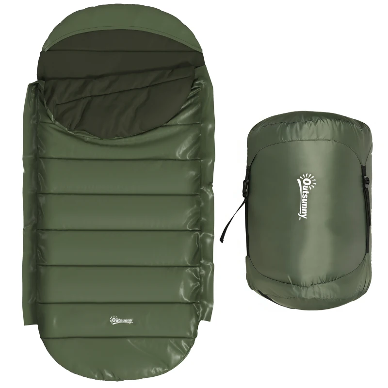 Outsunny Schlafsack, wasserdicht, leicht, gefüttert, Isolierung bis -20° C, 200L x 85B x 15H cm, Dunkelgrün