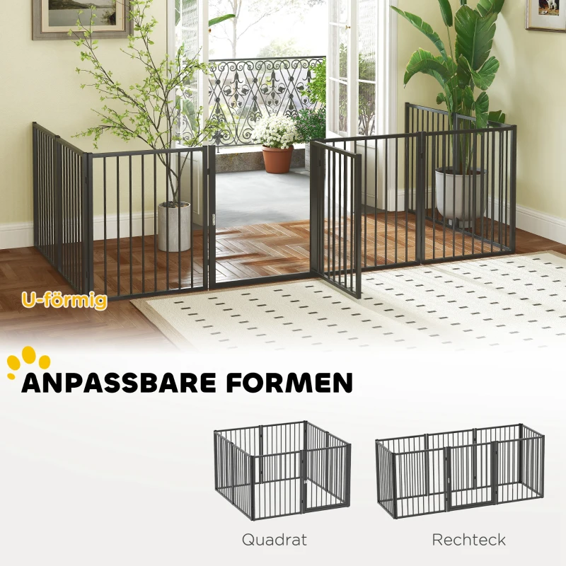 PawHut Kojec dla psa, kojec dla zwierząt, 8-panelowy, wytrzymały kojec dla szczeniaka z drzwiami, składany, przenośny kojec dla psa do użytku wewnątrz i na zewnątrz, dla małych i średnich psów