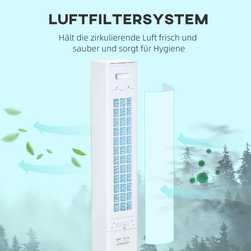 Wentylator wieżowy z pilotem, 3 tryby, 3 prędkości, Biały