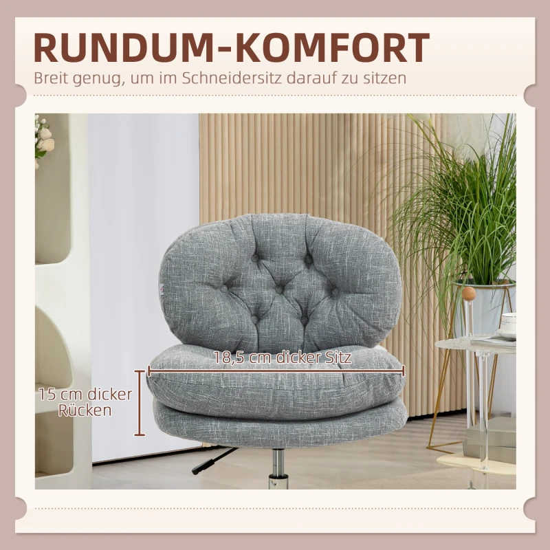 HOMCOM Armless Office Chair, Comfortable Desk Chair with Wide Padded Seat and Adjustable Height, Grey