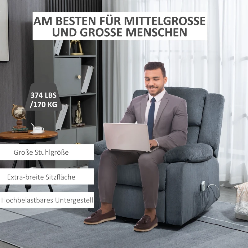 Fotel z funkcją wstawania, elektryczny, szary, komfortowy