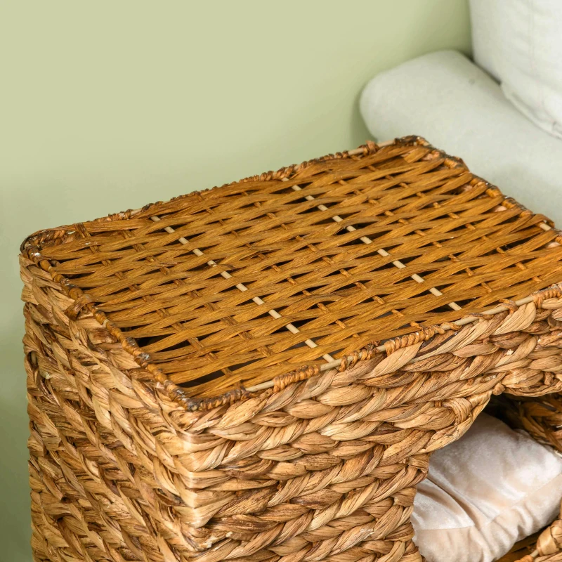 Domek dla kota, 76 cm, 3 kryjówki, poduszka, jasnobrązowy