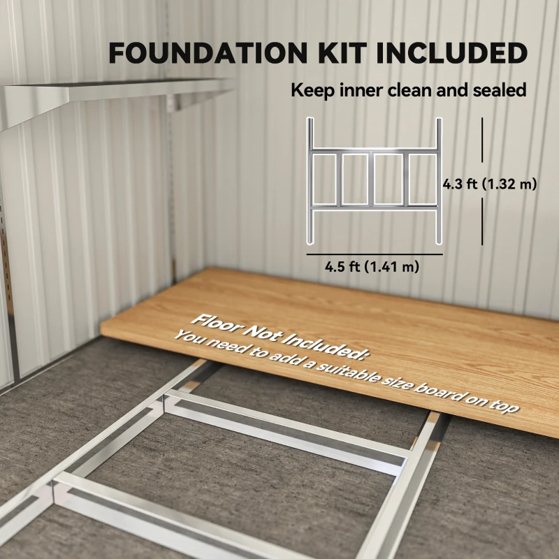 Outsunny Metalowy Schowek Ogrodowy 2,81m² 154x206,5x181 cm, Schowek na Narzędzia z Dachem Pultowym, Fundament, Drzwi Przesuwne, Wodoodporny, Ciemnoszary